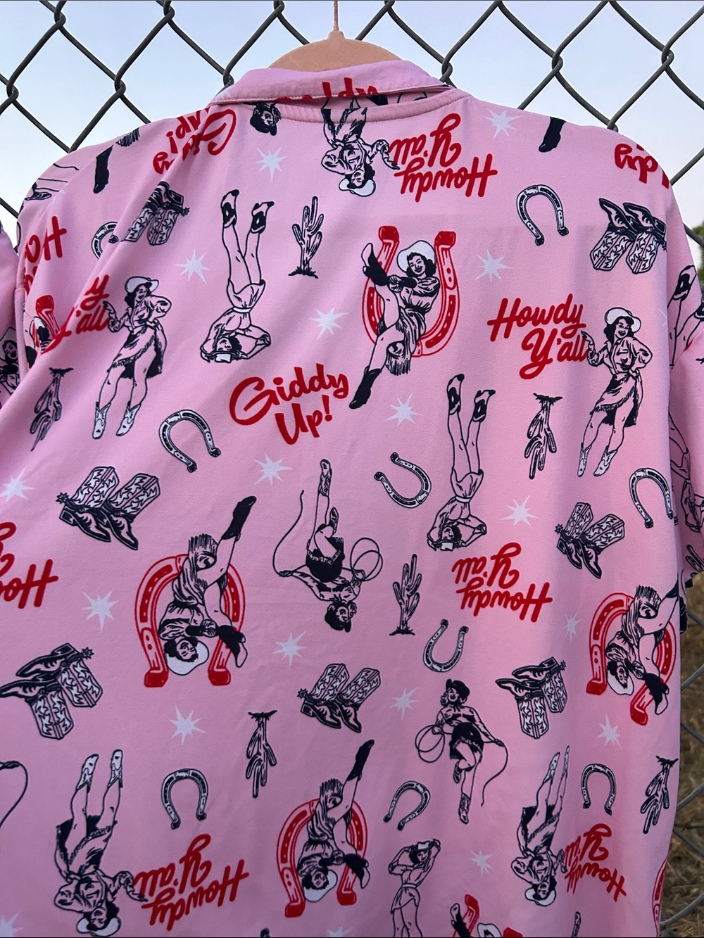 Women's Pink Vintage Cowgirl Theme Printed Short Pajama Set - Picture 12 of 12